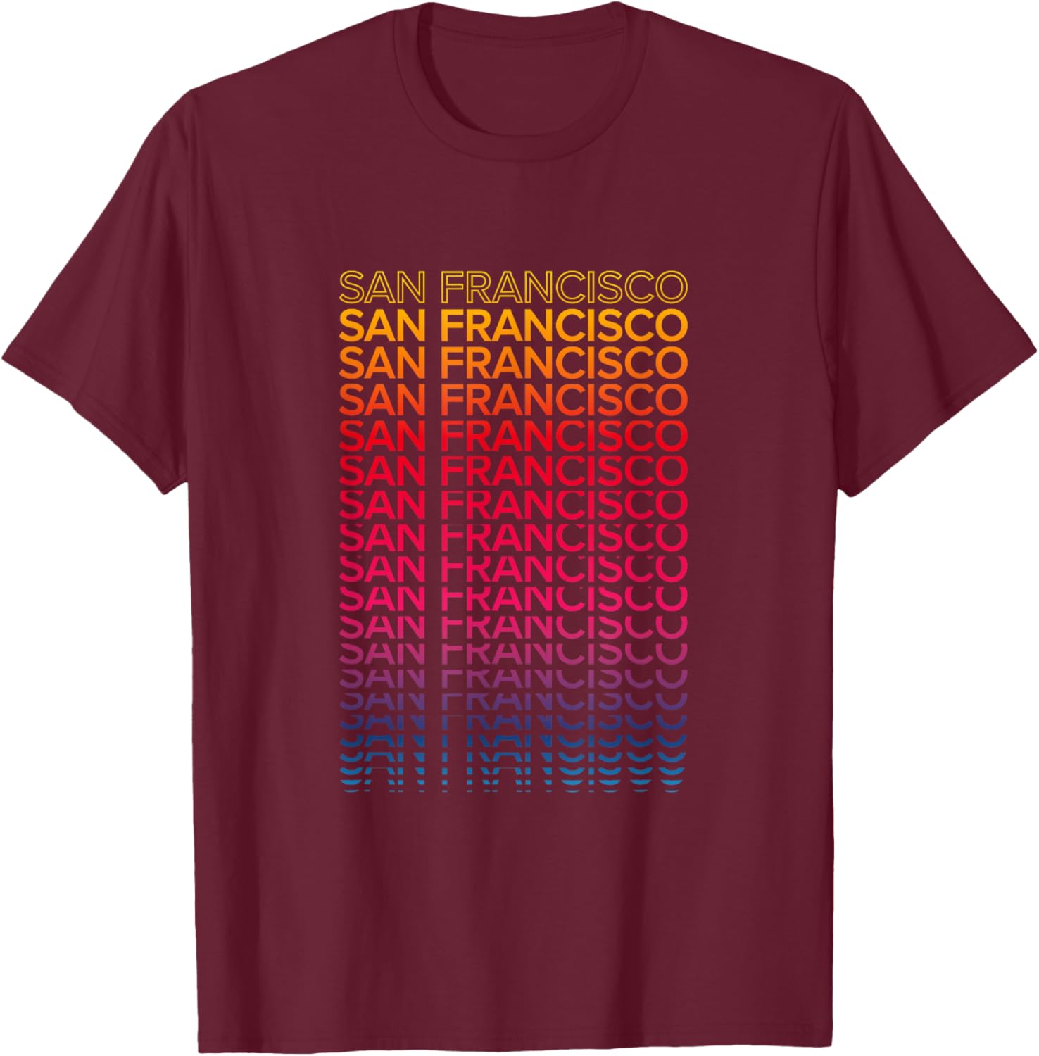 Retro USA Colorful City - Nostalgic San Francisco T-Shirt - T-Shirt | Maroon
