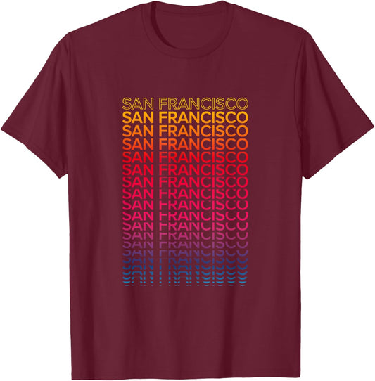 Retro USA Colorful City - Nostalgic San Francisco T-Shirt - T-Shirt | Maroon