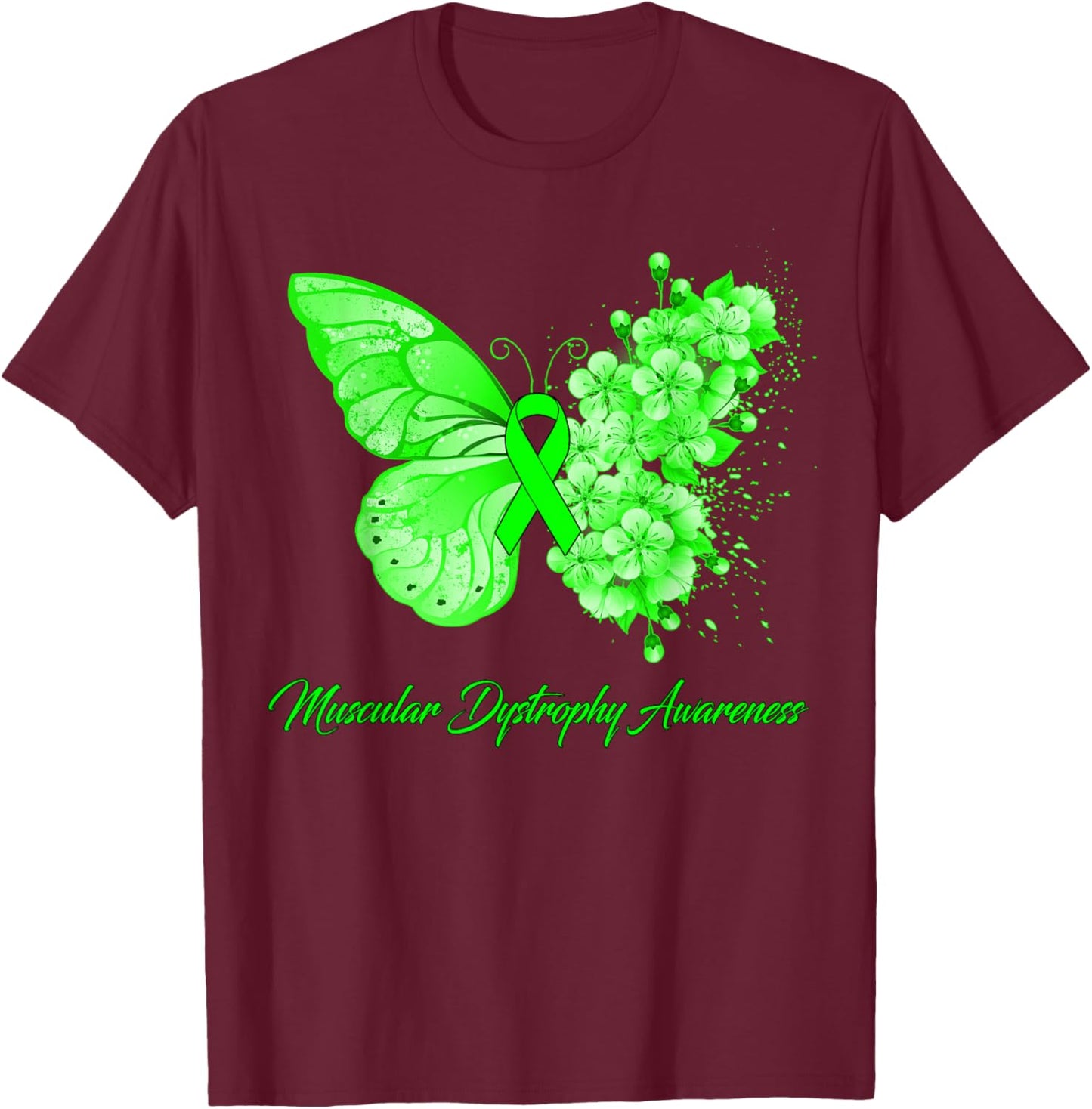 Butterfly Muscular Dystrophy Awareness T-Shirt - T-Shirt | Maroon
