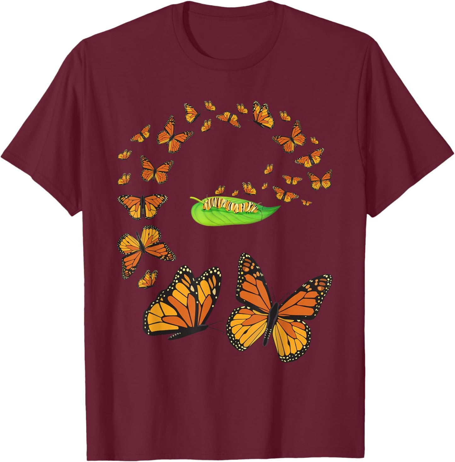 Colorful Metamorphosis - Butterfly Lover Butterflies T-Shirt - T-Shirt | Maroon