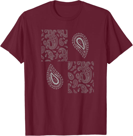 Paisley, Bandana Style T-Shirt - T-Shirt | Maroon