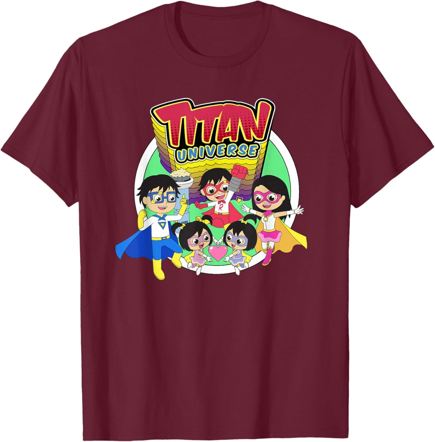 Ryan's World Titan Universe Ryan and Family T-Shirt - T-Shirt | Maroon