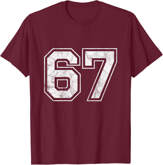 Number 67 on the back T-Shirt - T-Shirt | Maroon