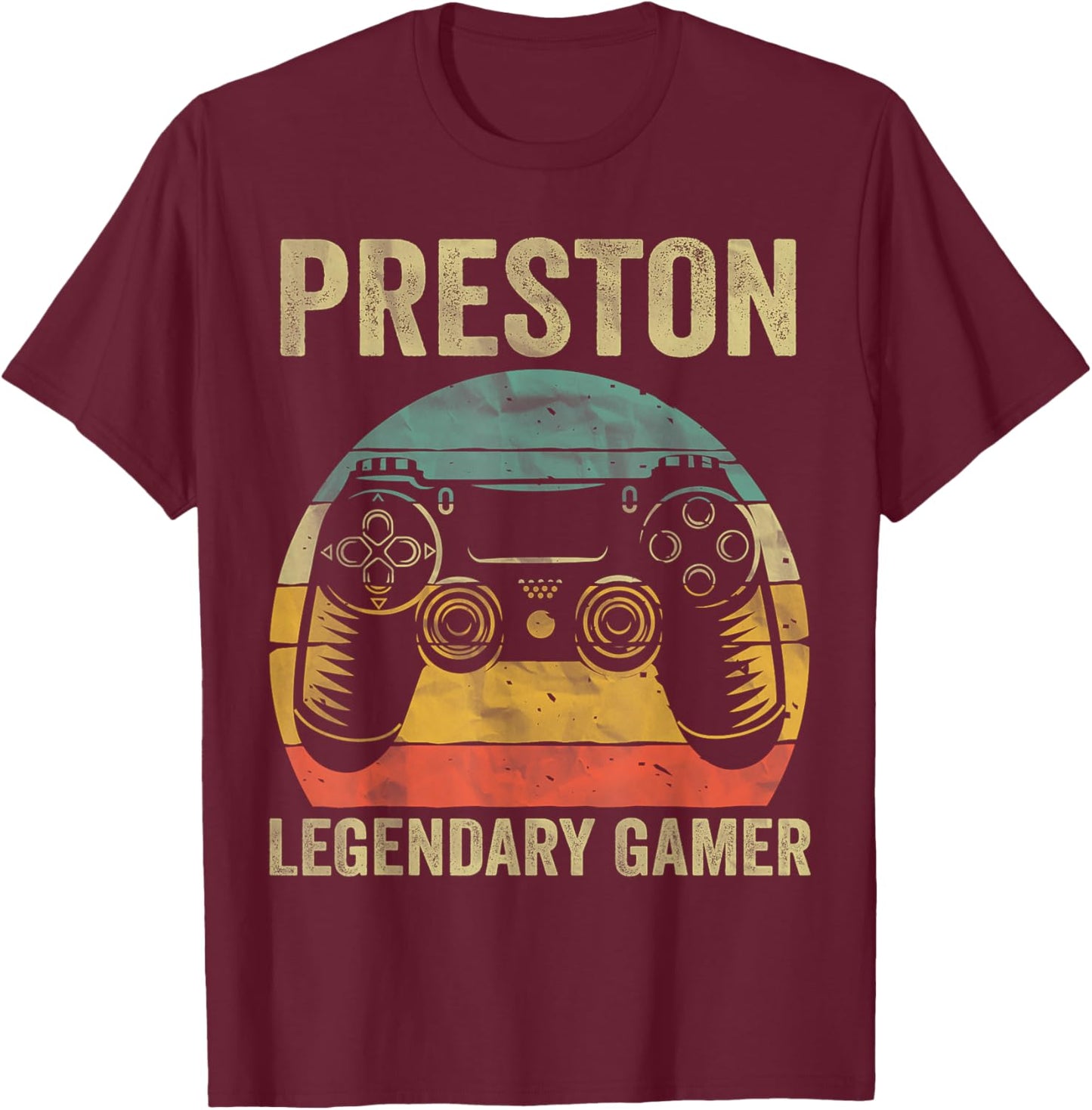 Personalized Legendary Gamer Shirt Preston Name Video Gamer T-Shirt - T-Shirt | Maroon