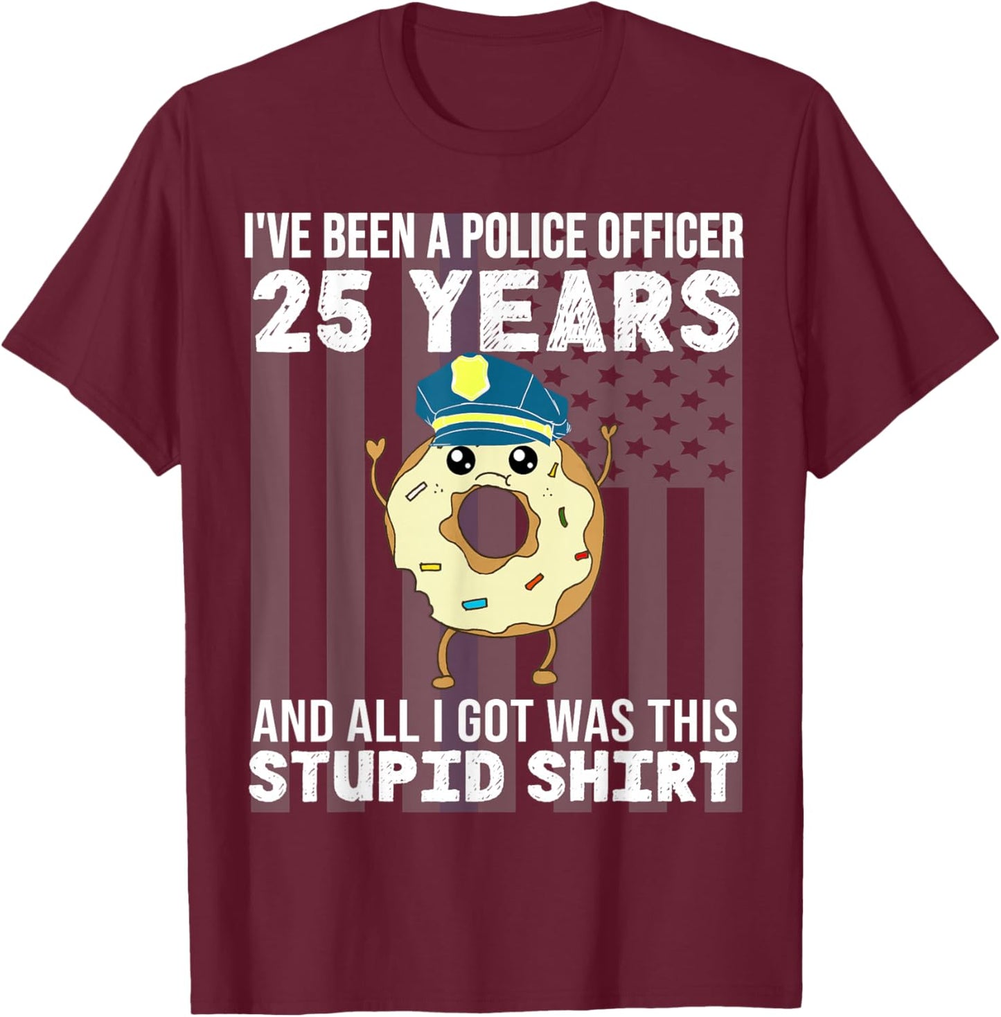 25 Year Police Officer Anniversary 25 Years of Service T-Shirt - T-Shirt | Maroon