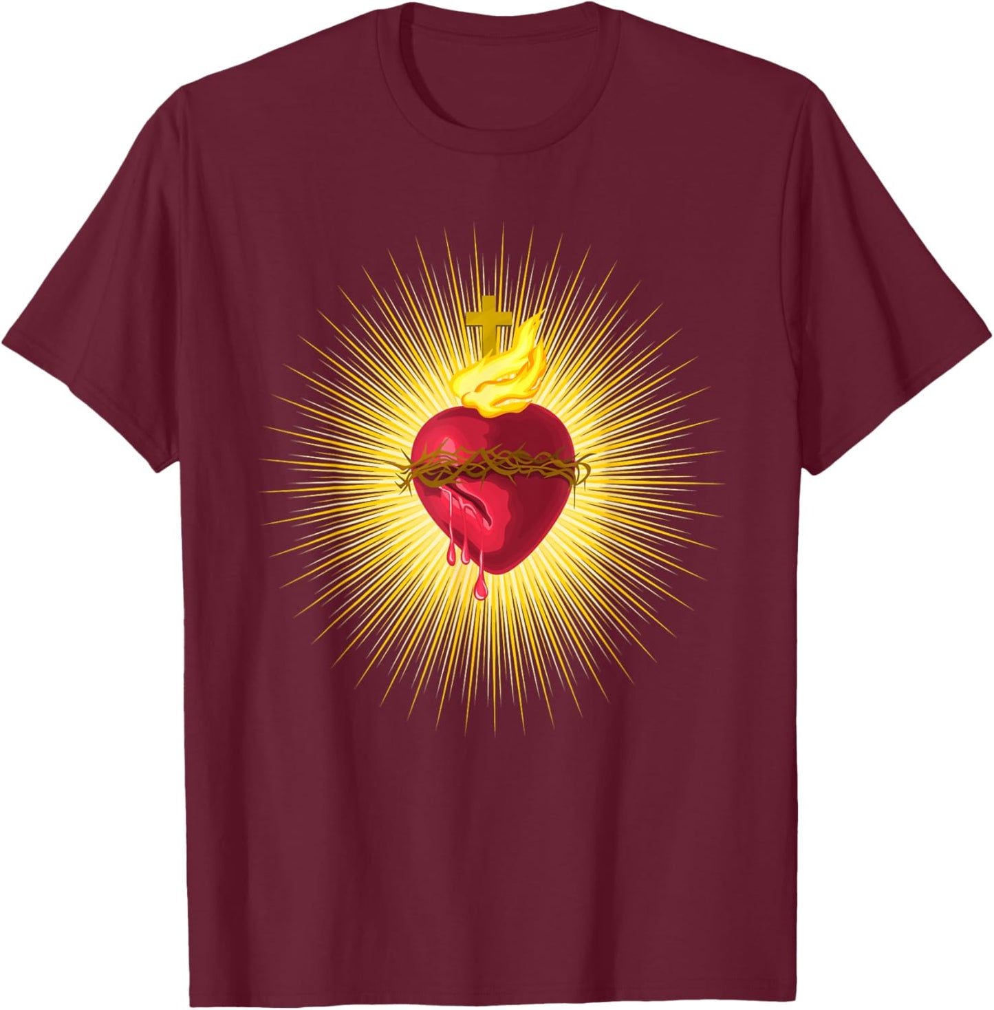 Sacred Heart of Jesus Catholic Art Traditional Latin Mass T-Shirt - T-Shirt | Maroon