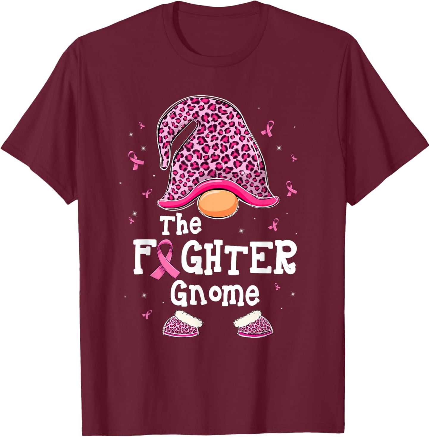 The Fighter Gnome Pink Warrior Breast Cancer Awareness Month T-Shirt - T-Shirt | Maroon