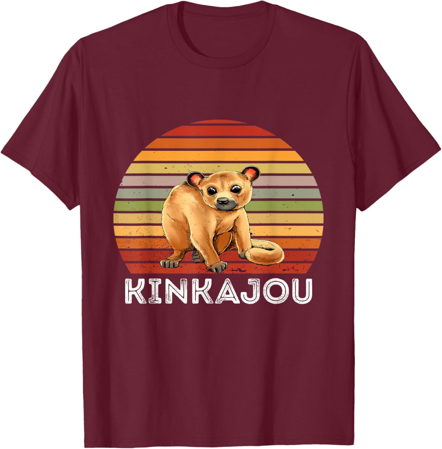 Kinkajou Retro Vintage Prehensile Animal Night Walker T-Shirt - T-Shirt | Maroon