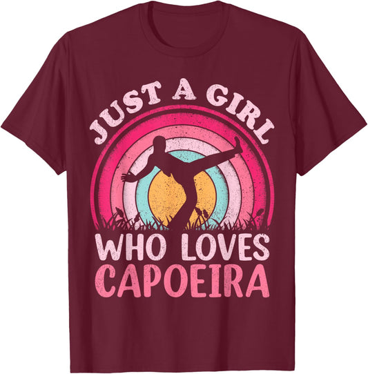 Vintage Retro Capoeira Dance Just A Girl Who Loves Capoeira T-Shirt - T-Shirt | Maroon