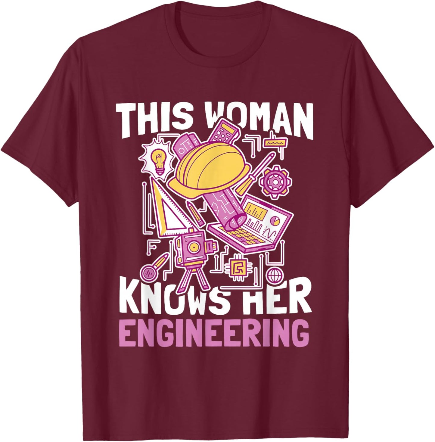 This Woman Knows Her Engineering - Funny Civil Engineering T-Shirt - T-Shirt | Maroon