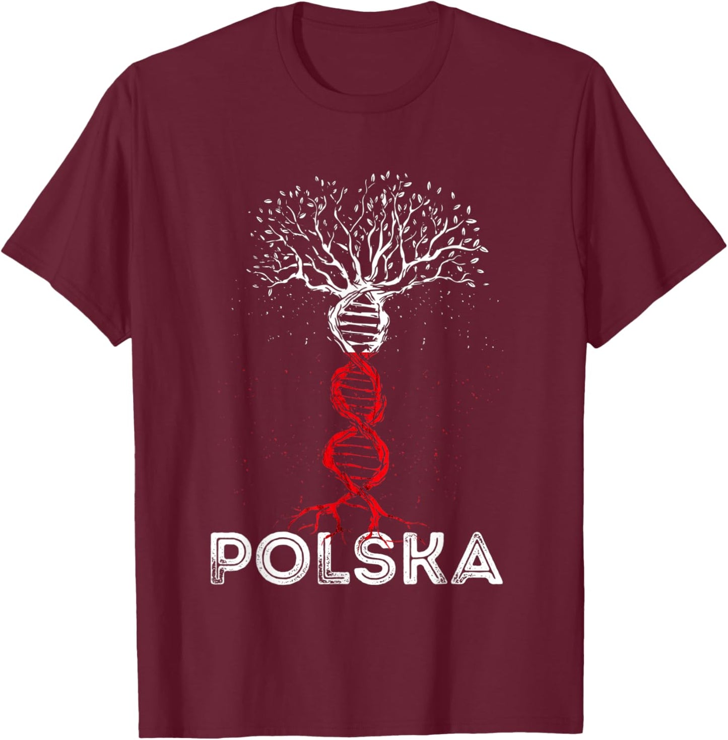 Polska DNA Tree Polish Roots Poland Flag Polish Pride Poland T-Shirt - T-Shirt | Maroon