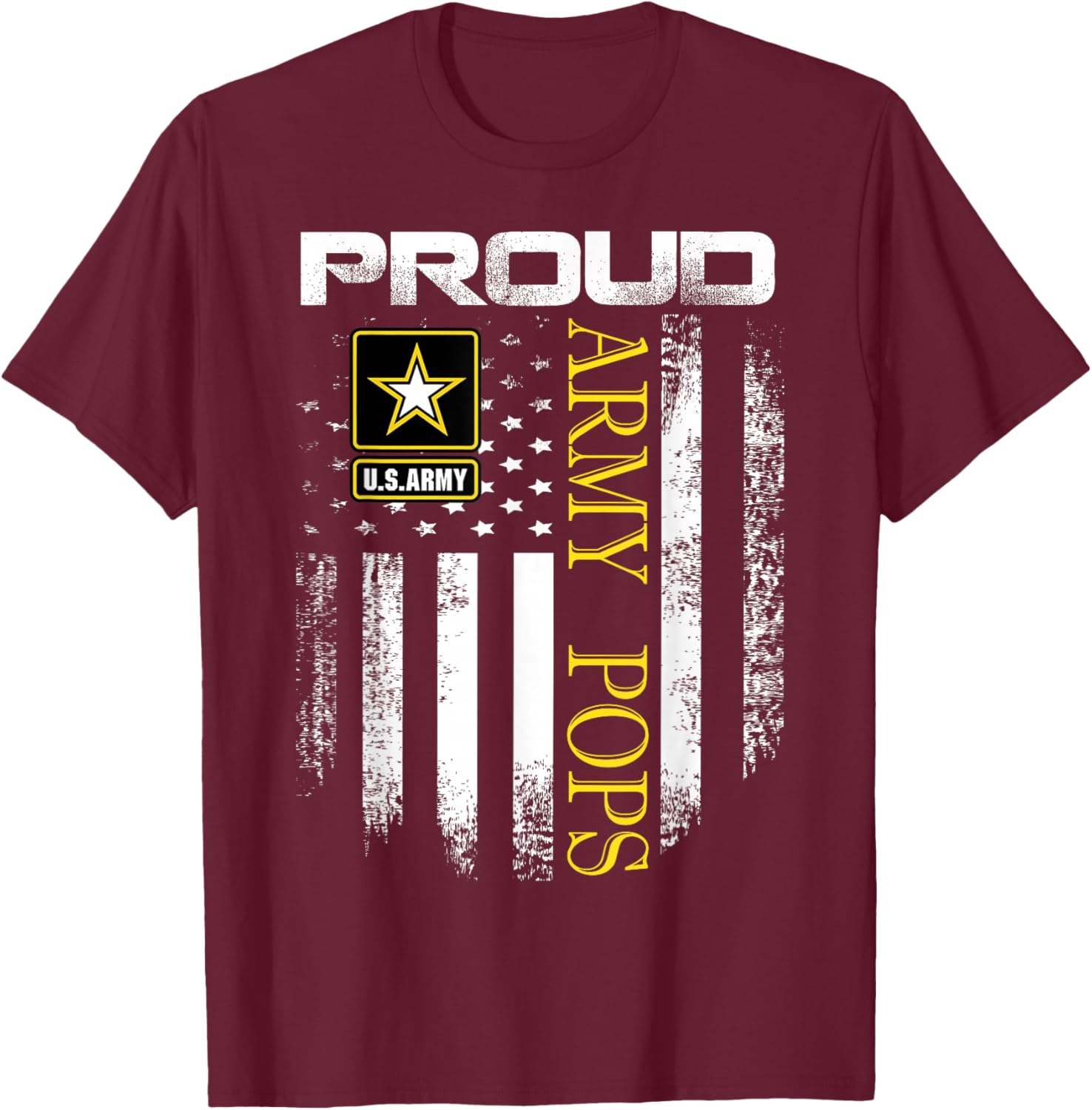 Vintage Proud Army Pops With American Flag Gift T-Shirt - T-Shirt | Maroon