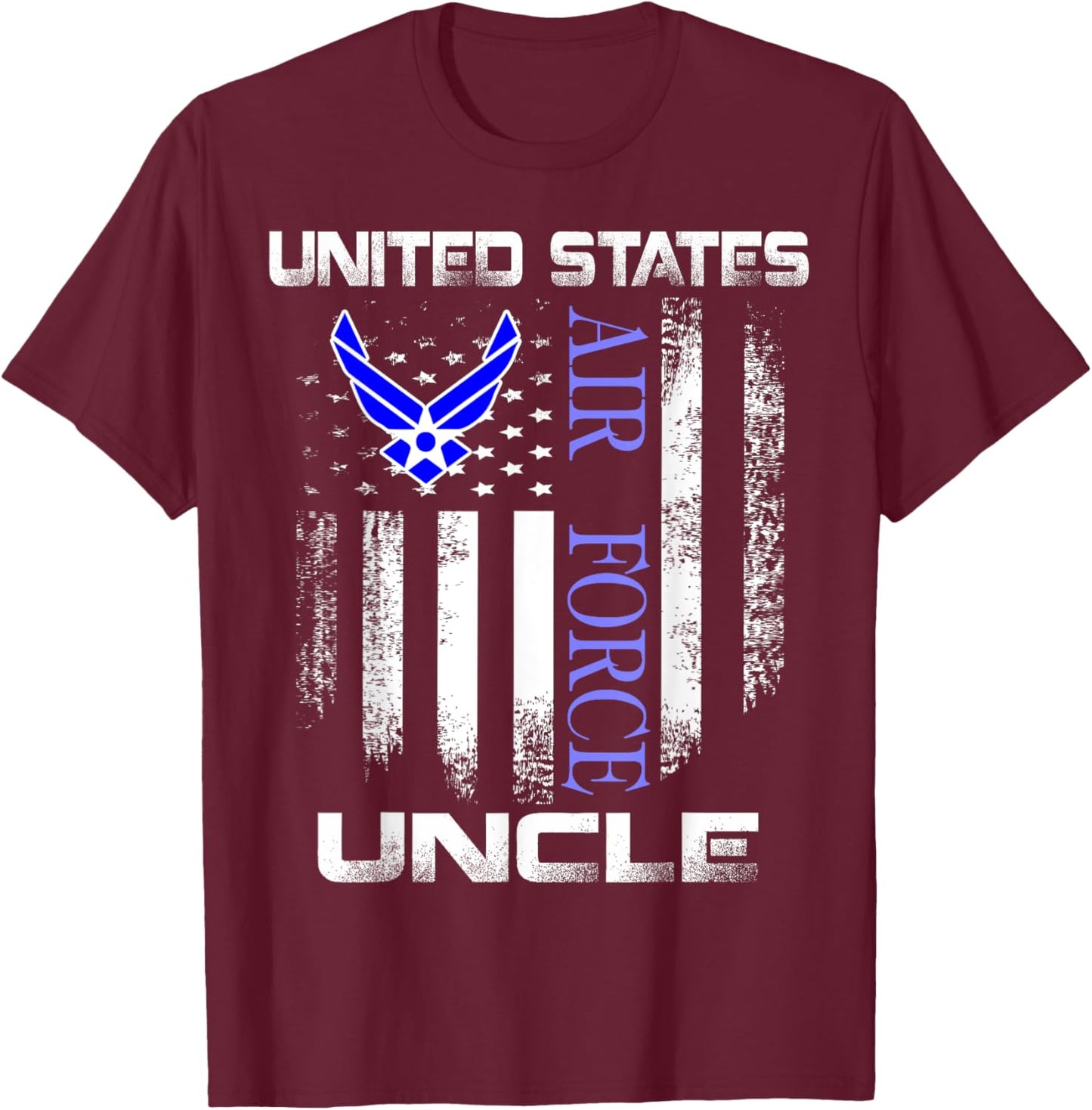 Vintage United States Air Force Uncle With American Flag T-Shirt - T-Shirt | Maroon