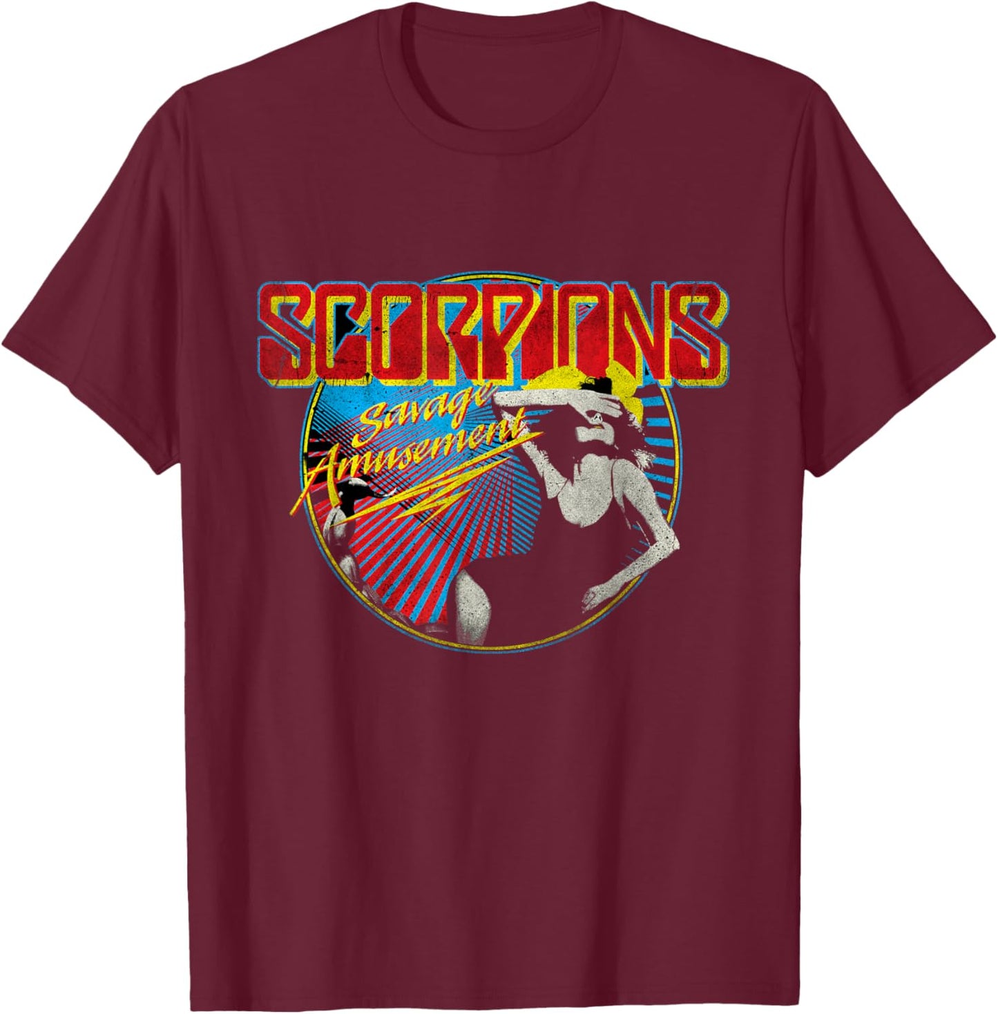Official Scorpions Savage Amusement T-Shirt - T-Shirt | Maroon
