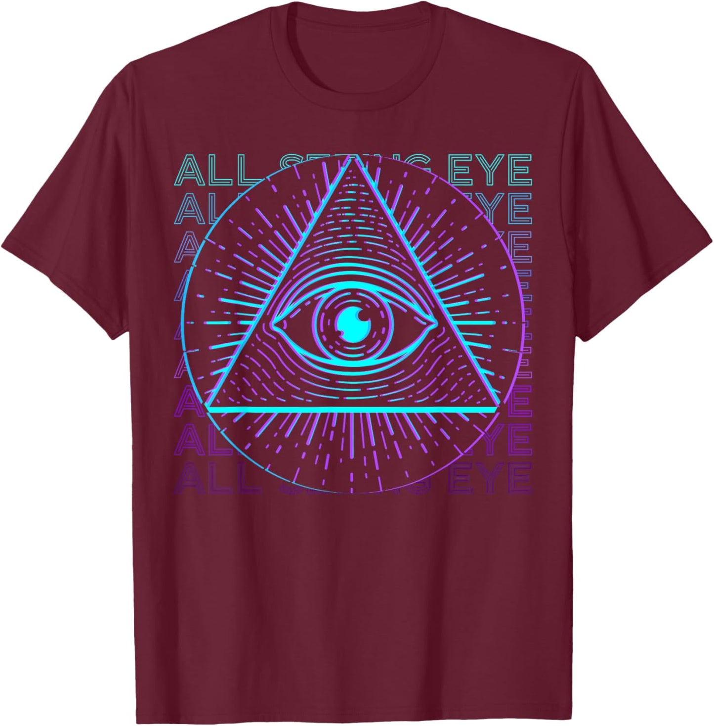 All Seeing Eye Retro All Seeing Eye T-Shirt - T-Shirt | Maroon