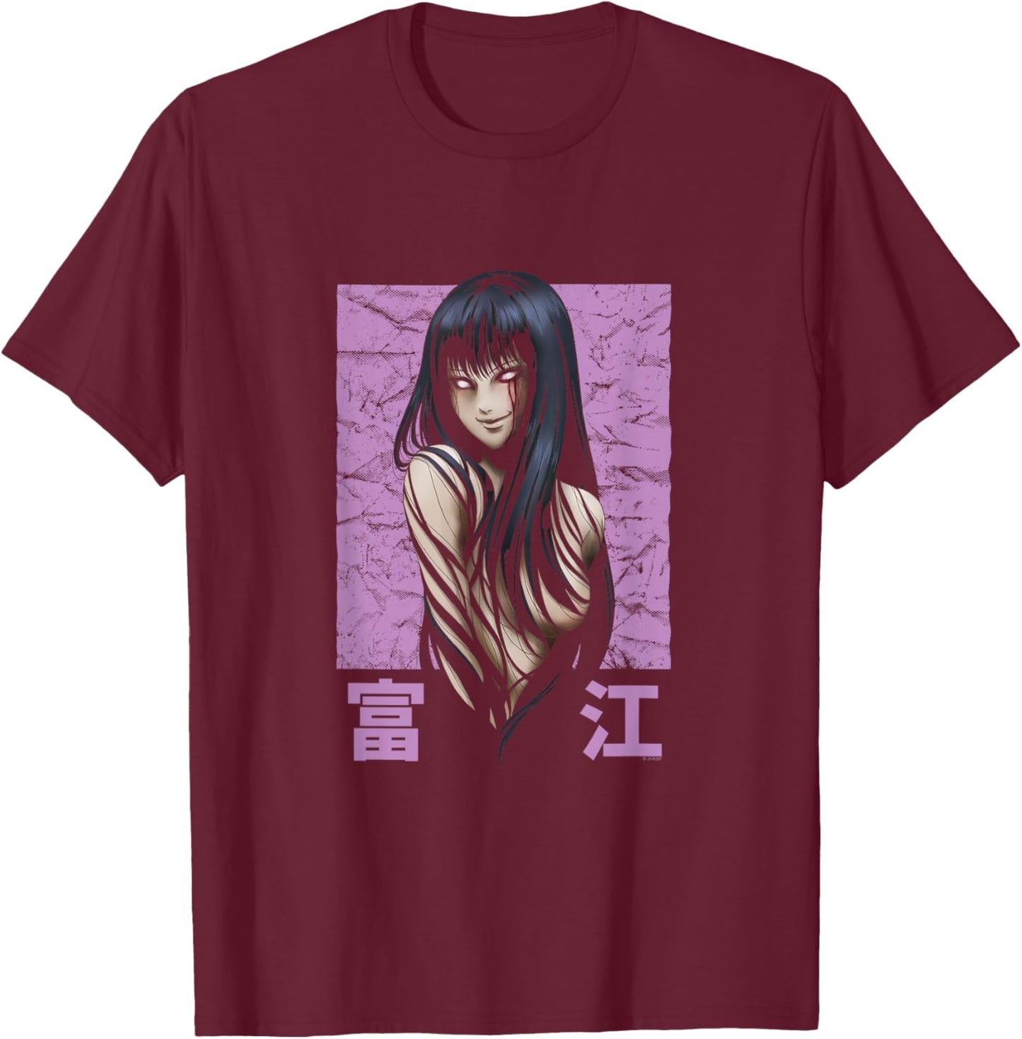 Junji Ito Tomie Purple Background T-Shirt - T-Shirt | Maroon