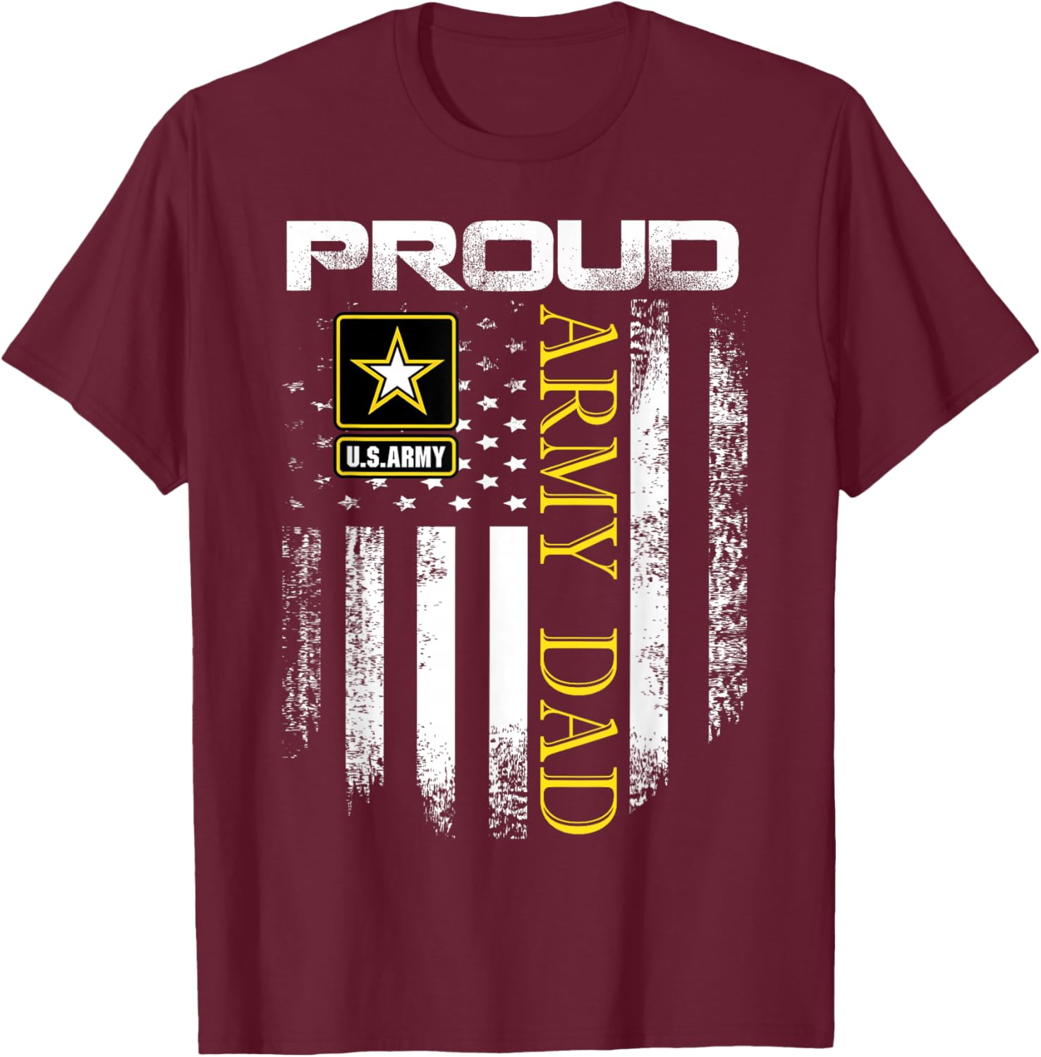 Vintage Proud Army Dad with American Flag Gift T-Shirt - T-Shirt | Maroon