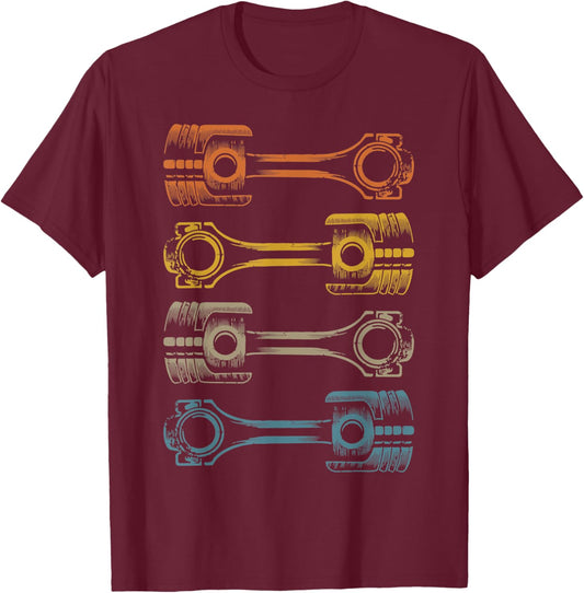 4 Pistons - Four cylinder engine - mechanic, engineer, racer T-Shirt - T-Shirt | Maroon
