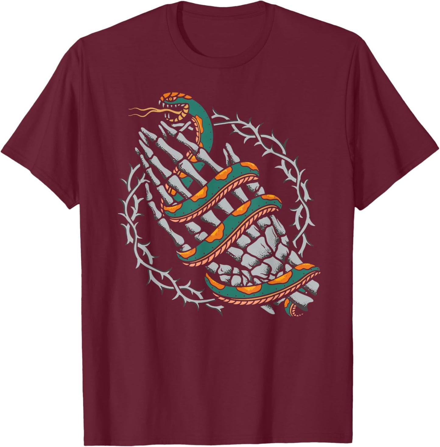 Praying Hands Old School Inked American Traditional Tattoo T-Shirt - T-Shirt | Maroon