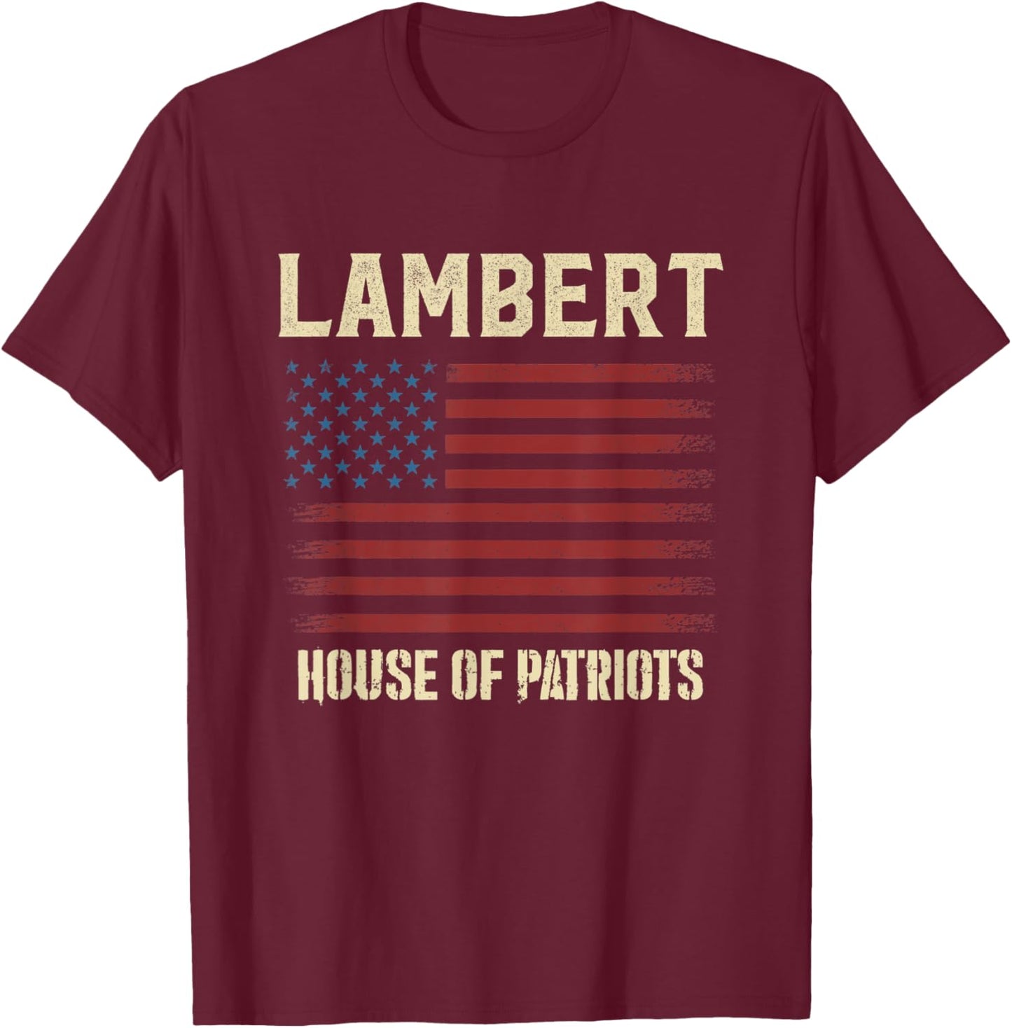 LAMBERT Last Name Surname American Flag Family T-Shirt - T-Shirt | Maroon