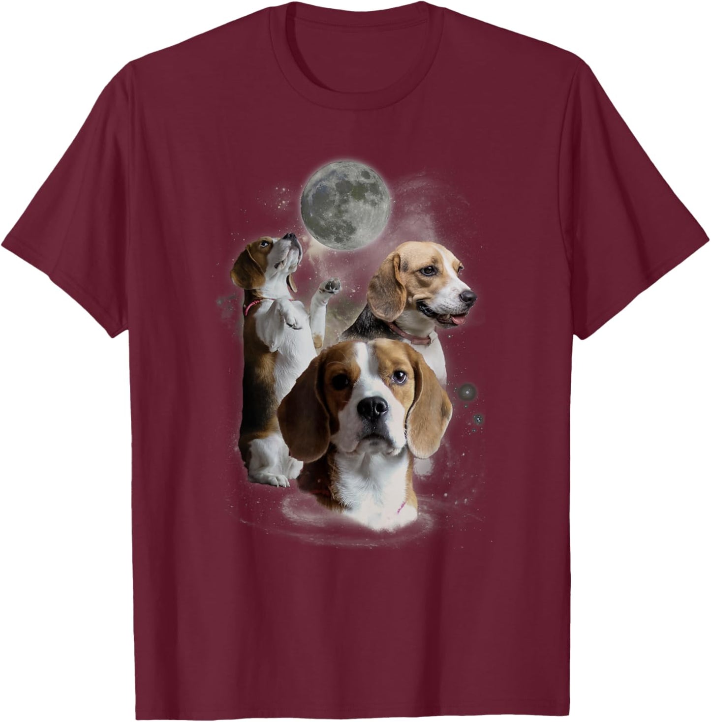 Howling at the Moon Shirt - Funny Beagle Shirt - Beagle T-Shirt - T-Shirt | Maroon