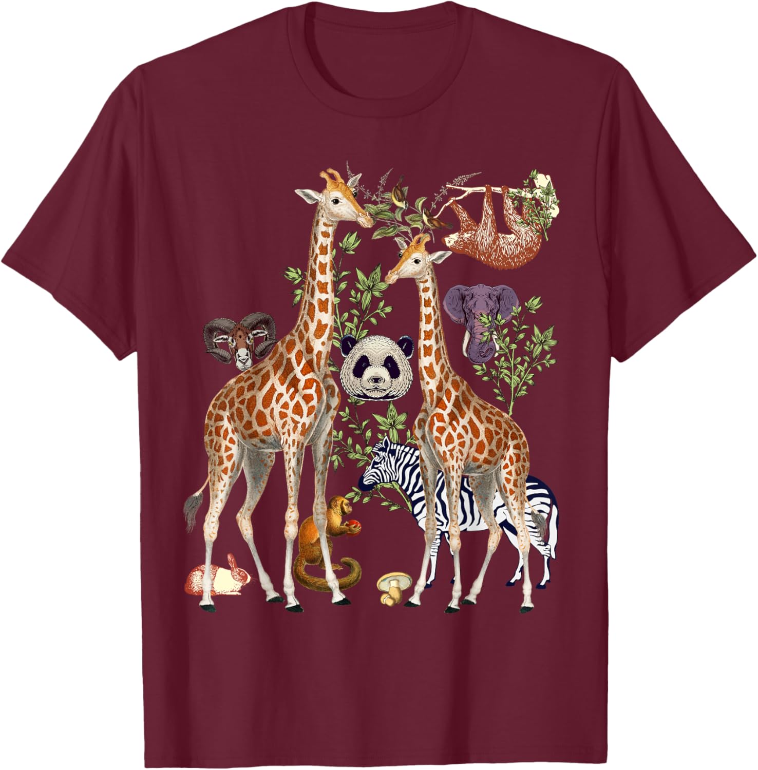 Jungle Animal Wildlife Safari Zoo Theme Wild Animals Forest T-Shirt - T-Shirt | Maroon