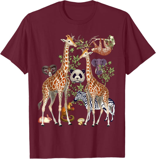 Jungle Animal Wildlife Safari Zoo Theme Wild Animals Forest T-Shirt - T-Shirt | Maroon