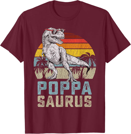 Poppasaurus T Rex Dinosaur Poppa Saurus Family Matching T-Shirt - T-Shirt | Maroon