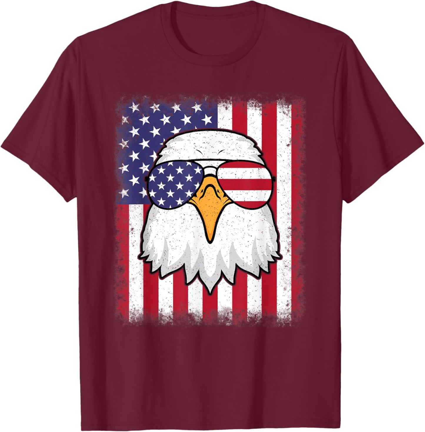 Funny 4th Of July Eagle American Flag Patriotic USA Men Boys T-Shirt - T-Shirt | Maroon
