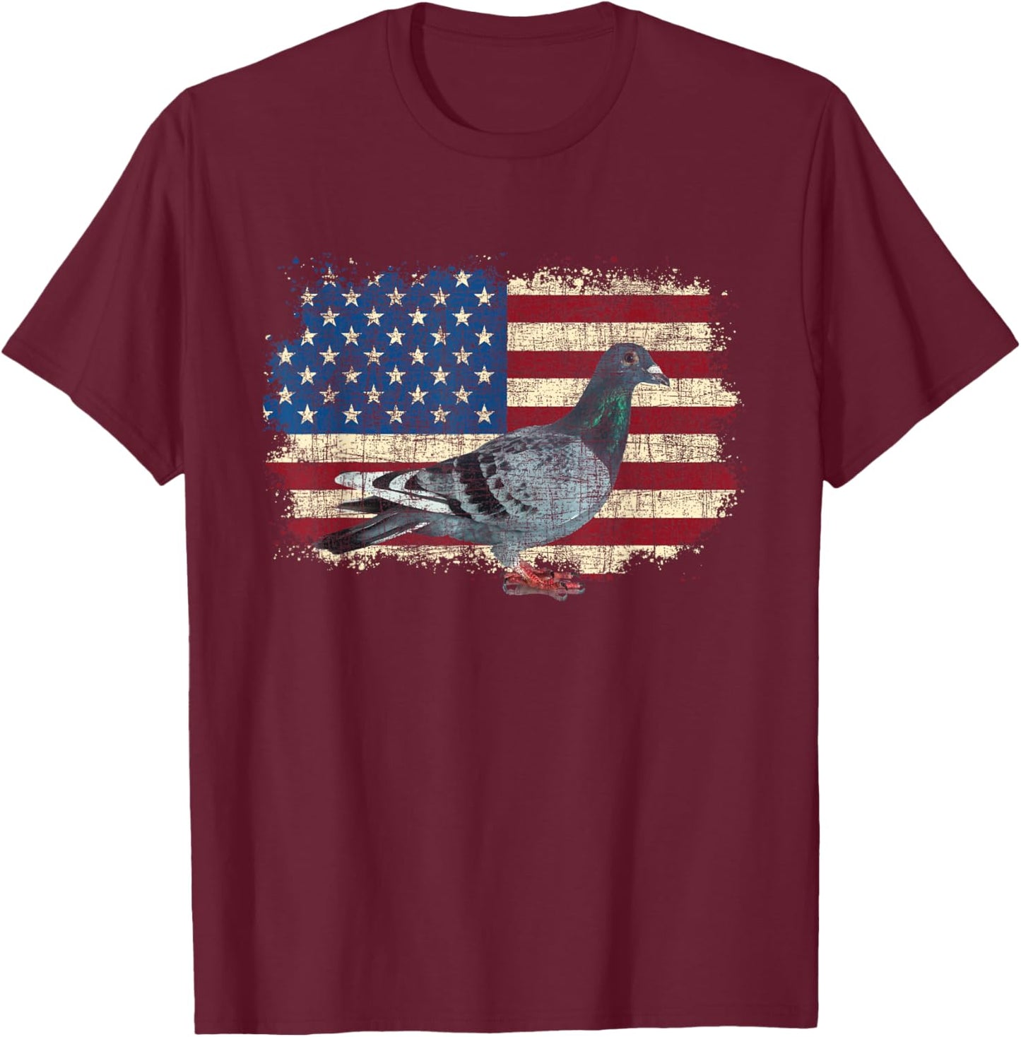 Patriotic Pigeon - 4th Of July Fourth Pigeon Breeder Racing T-Shirt - T-Shirt | Maroon
