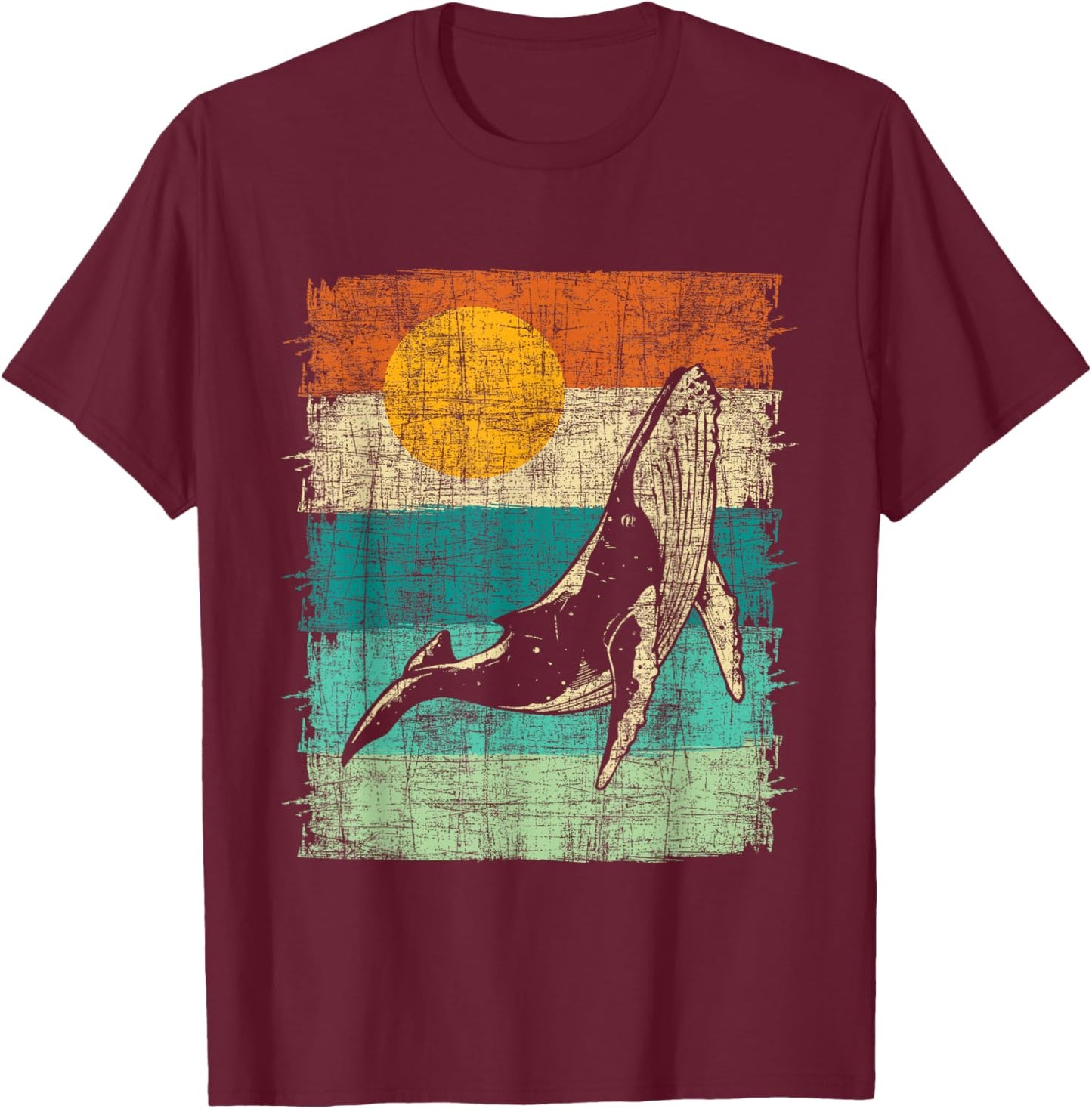 Retro Whale Lover - Marine Biologist Aquarist Whales Animal T-Shirt - T-Shirt | Maroon