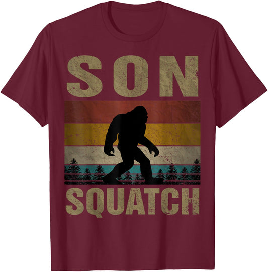 Son Squatch Bigfoot Son Sasquatch Yeti Family Matching T-Shirt - T-Shirt | Maroon