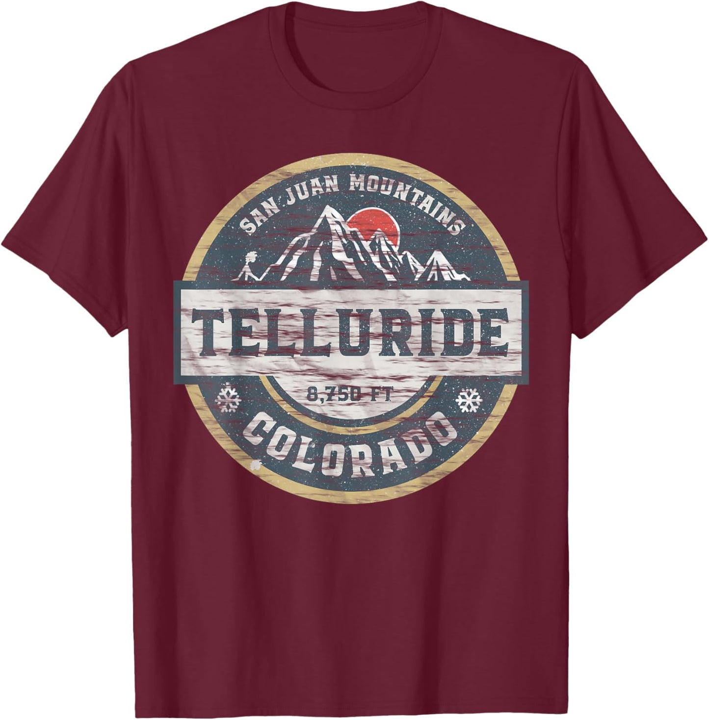 Telluride Colorado San Juan Rocky Mountains Skiing T-Shirt - T-Shirt | Maroon