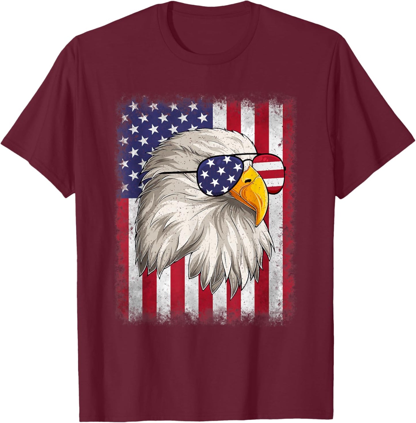 Funny 4th Of July USA Flag American Patriotic Eagle Men Boys T-Shirt - T-Shirt | Maroon