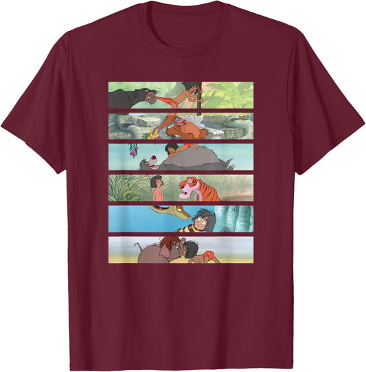 Disney The Jungle Book Favorite Scenes Panel Stack T-Shirt - T-Shirt | Maroon