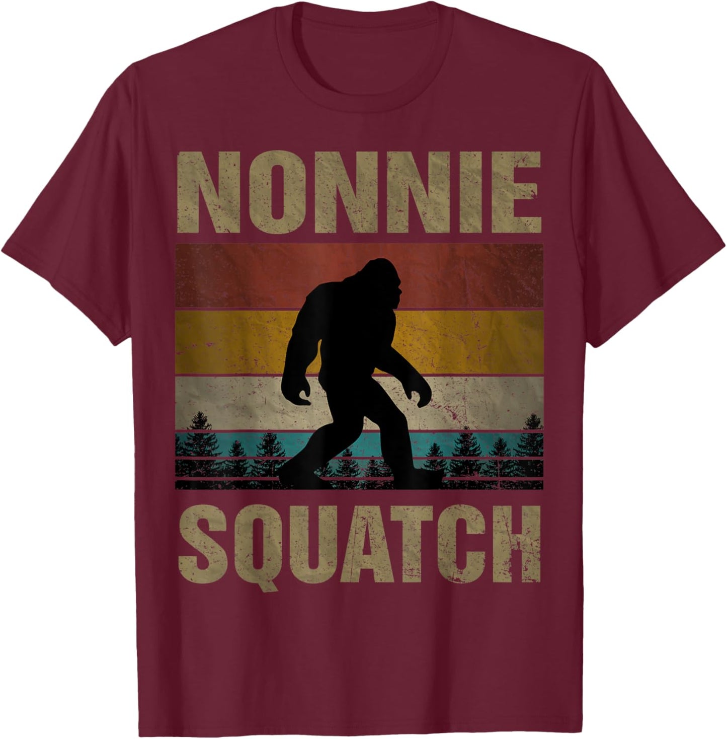 Nonnie Squatch Bigfoot Nonnie Sasquatch Yeti Family Matching T-Shirt - T-Shirt | Maroon