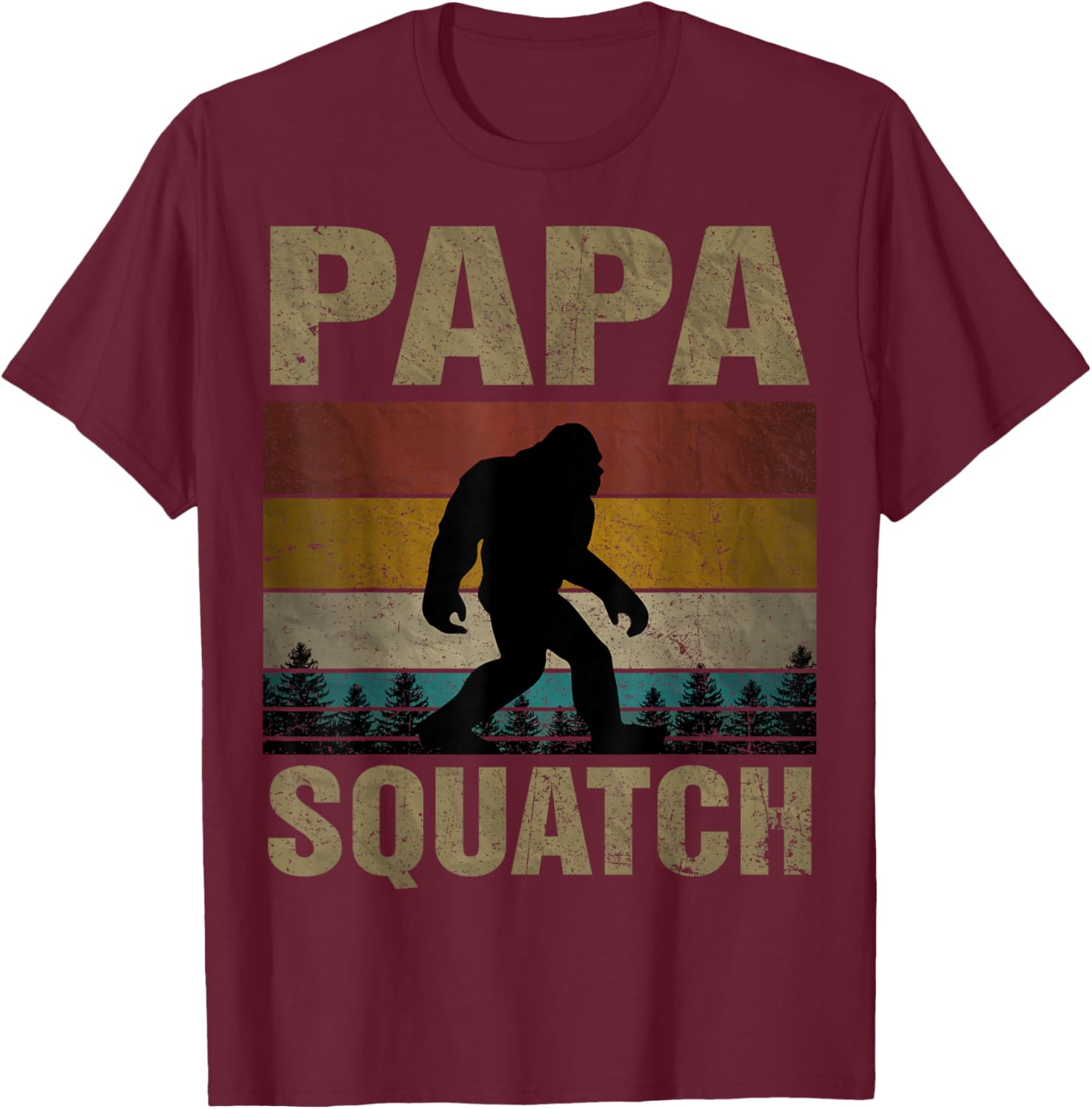 Papa Squatch Bigfoot Papa Sasquatch Yeti Family T-Shirt - T-Shirt | Maroon