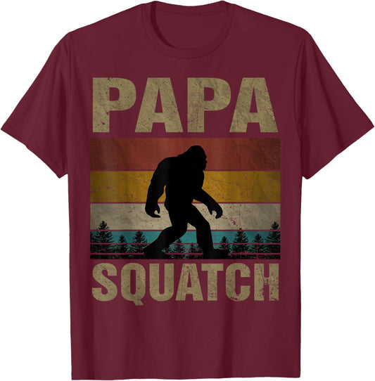 Papa Squatch Bigfoot Papa Sasquatch Yeti Family T-Shirt - T-Shirt | Maroon