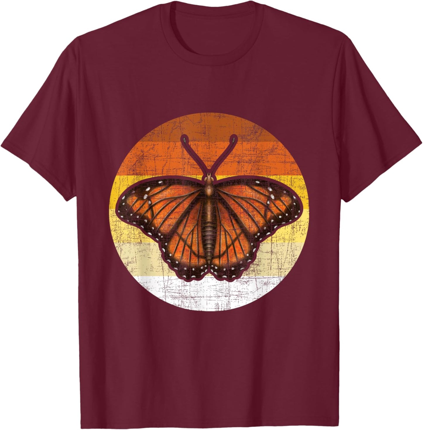 Retro Butterfly Lover - Gardener Butterflies Entomologist T-Shirt - T-Shirt | Maroon