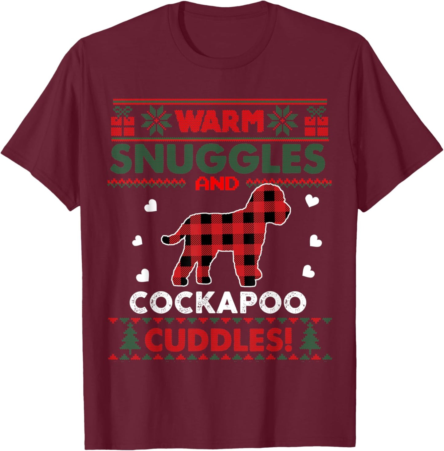 Cockapoo Dog Christmas Pajama Dog Pet Ugly Christmas Sweater Men Women Kids T-Shirt - T-Shirt | Maroon