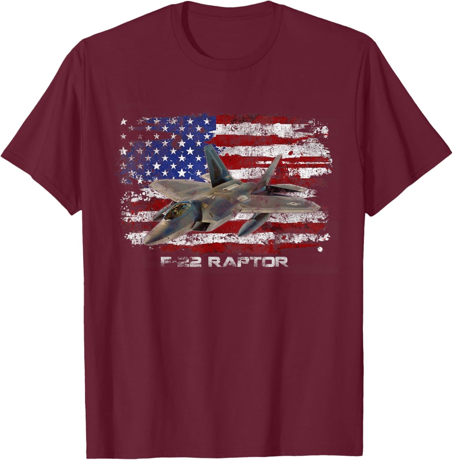 F-22 Raptor Fighter Jet Military Pilot Veteran Patriotic Women Men T-Shirt - T-Shirt | Maroon