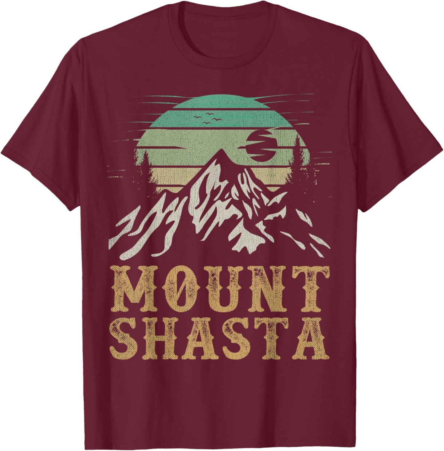 Mount Shasta California Merchandise Hiking Retro Mt Shasta T-Shirt - T-Shirt | Maroon