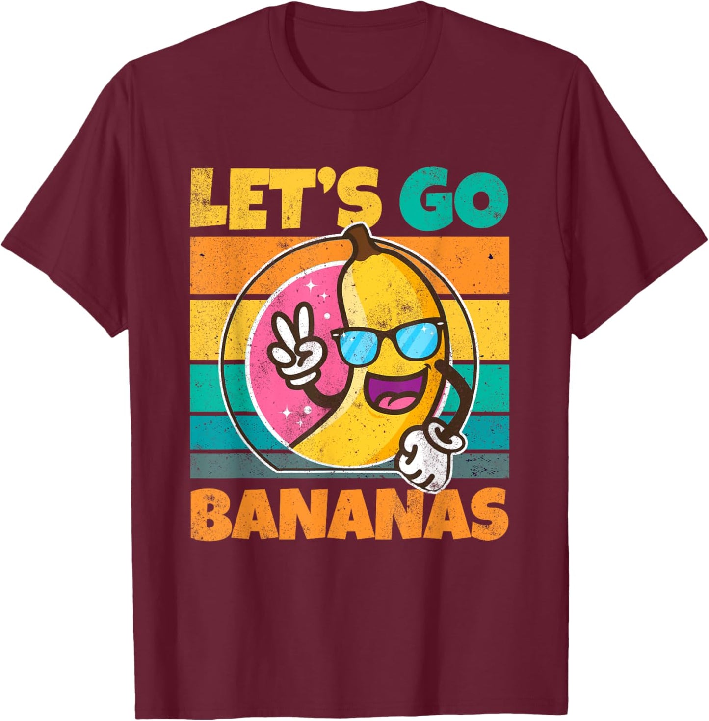 Retro Vintage Funny Banana Meme Let Go Banana Peace Bananas T-Shirt - T-Shirt | Maroon