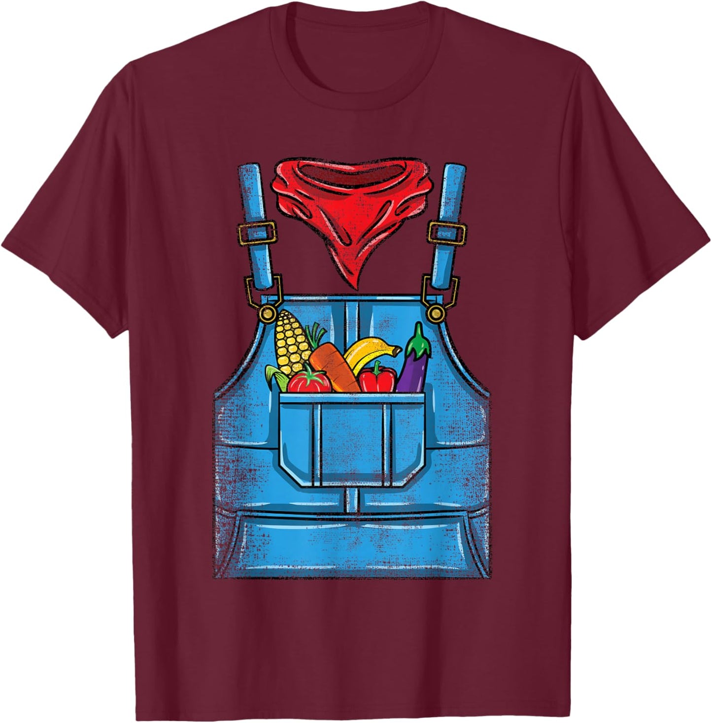 Farmer Costume Halloween T-Shirt - T-Shirt | Maroon