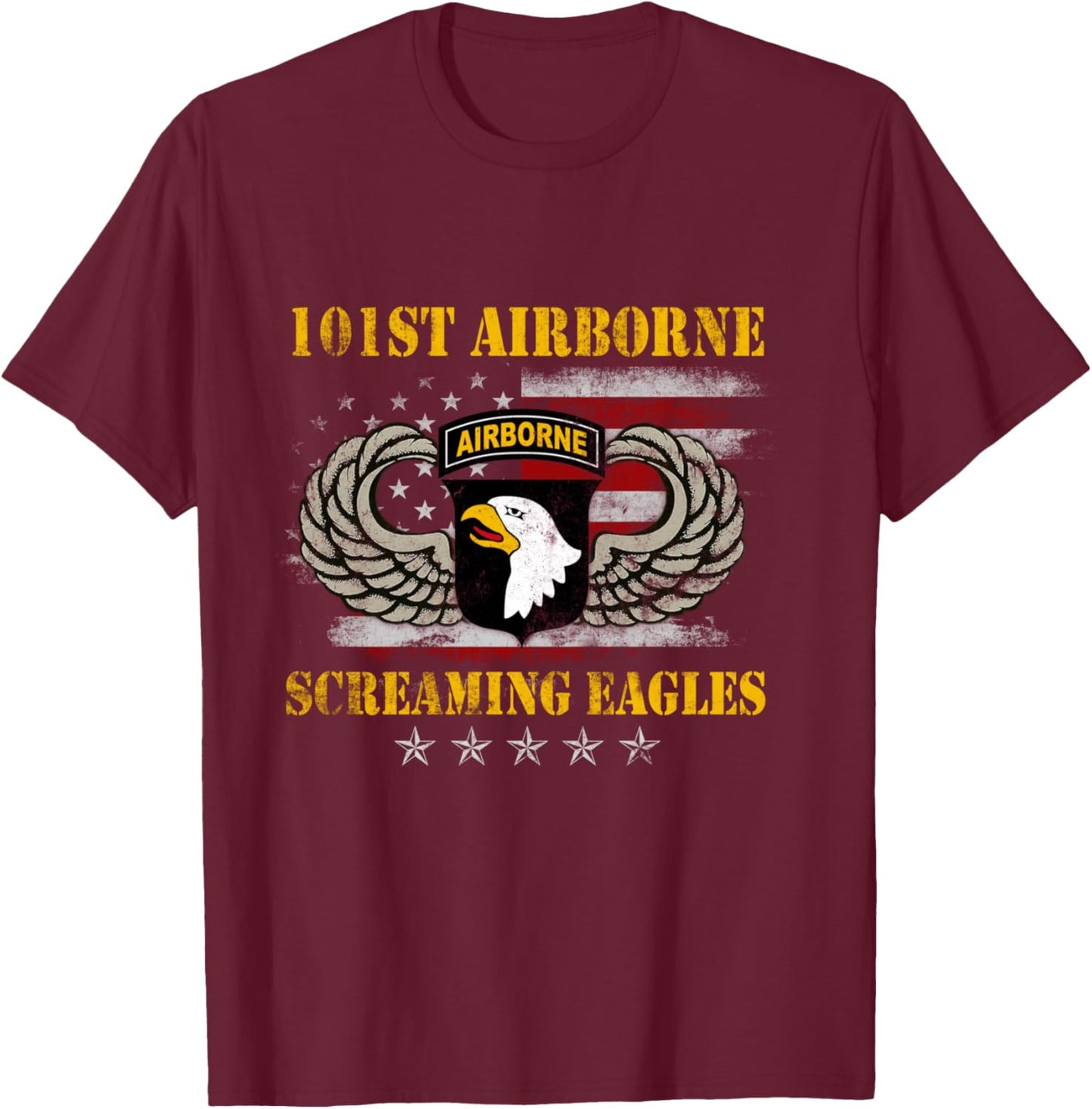 Screaming Eagle 101st Airborne Division Paratrooper Veteran T-Shirt - T-Shirt | Maroon