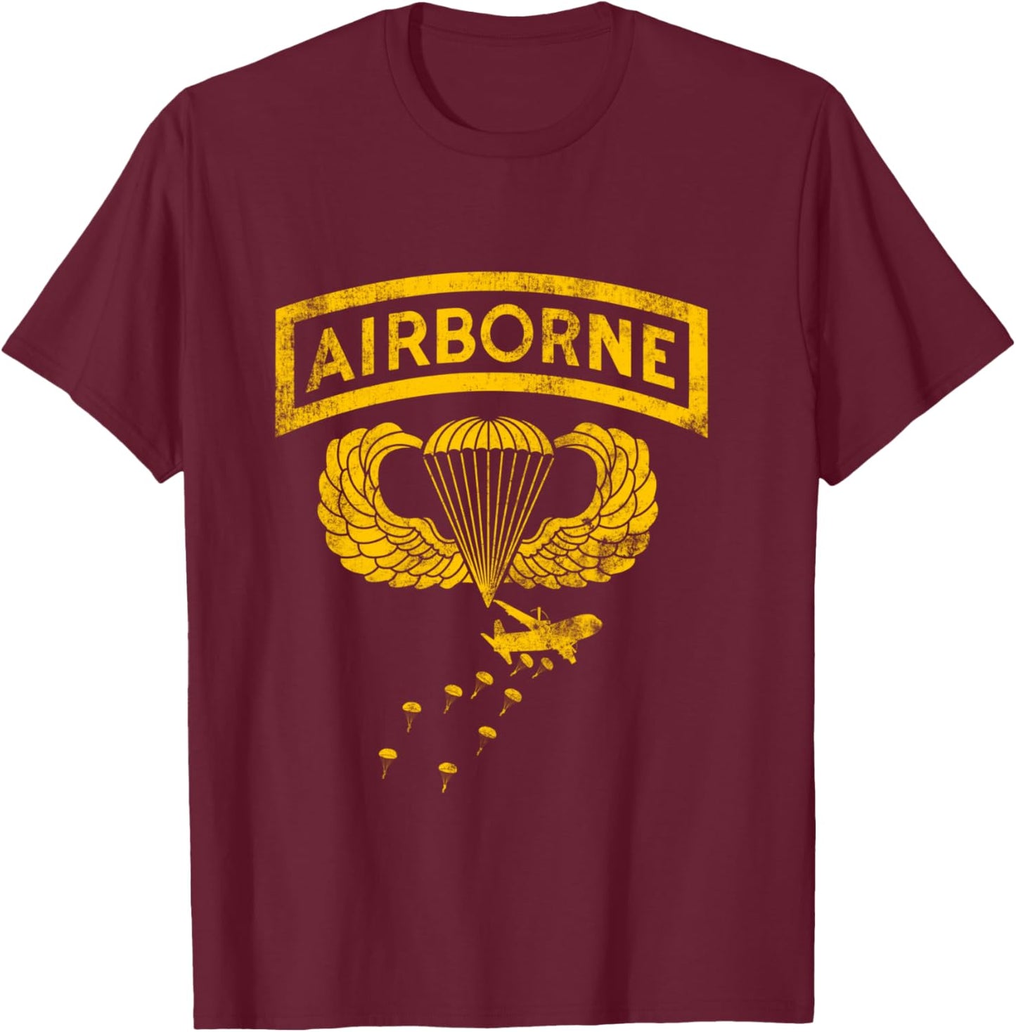 U.S Army Airborne Division Paratrooper Veteran Flag Vintage T-Shirt - T-Shirt | Maroon