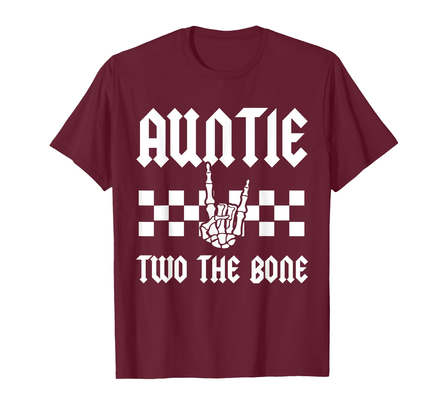 Auntie Two The Bone Skeleton Hand 2nd Birthday Boy Girl T-Shirt
