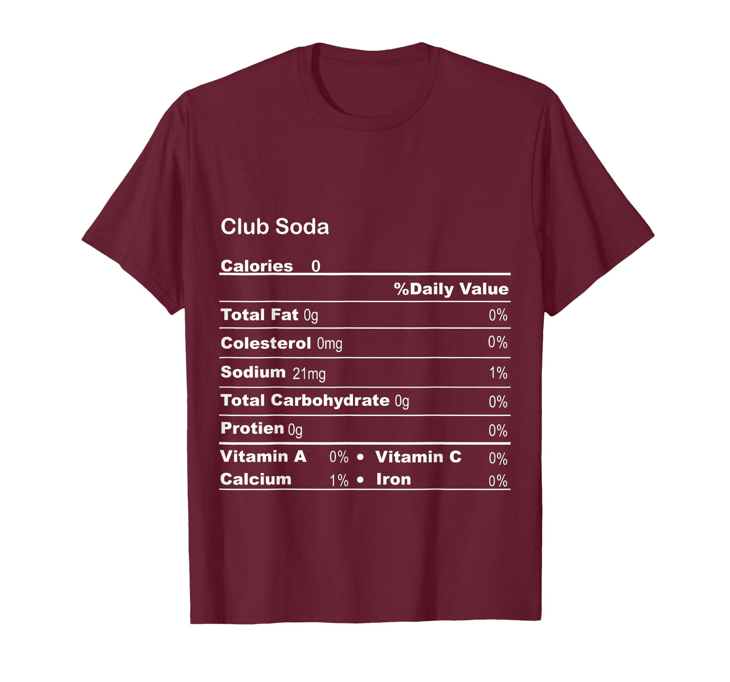Funny Club Soda Thanksgiving Nutritional Fact T-Shirt