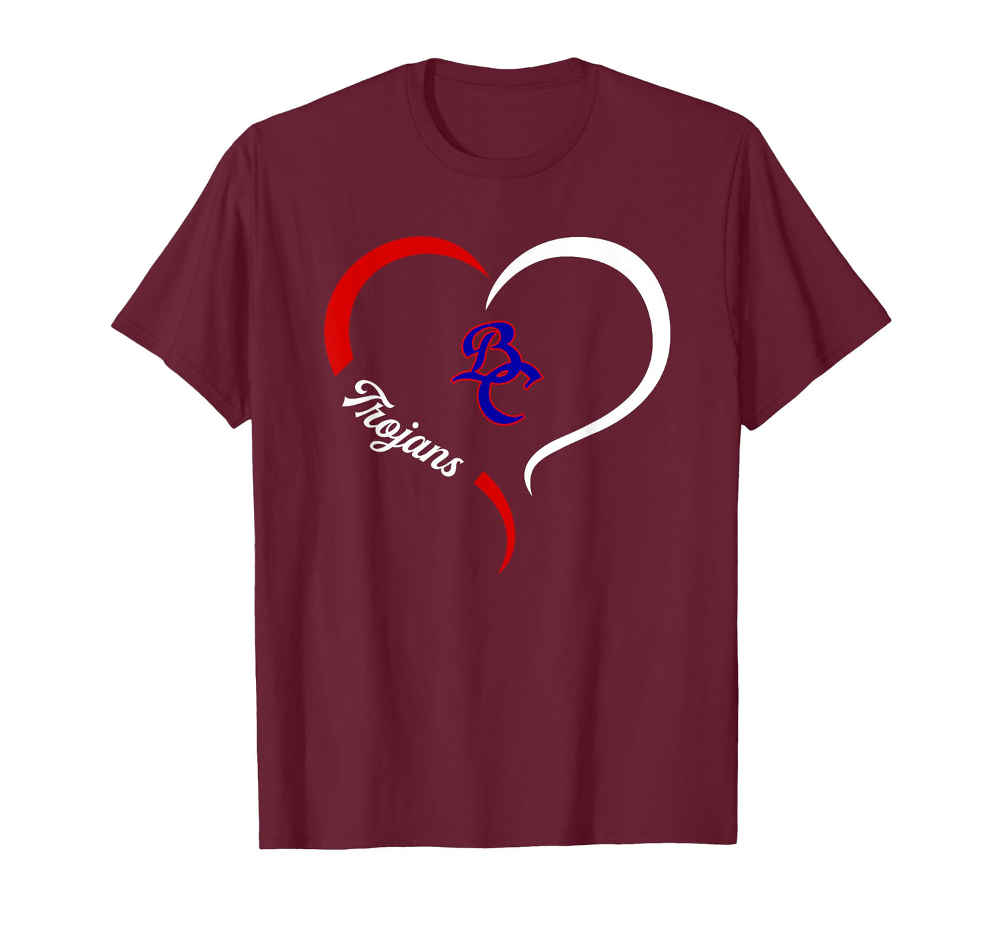 Brooks County Trojans Logo Half Heart Slogan HS T-Shirt