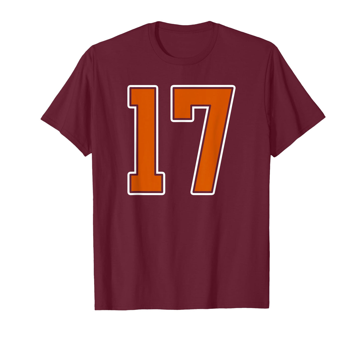 Burnt Orange White Number 17 Jersey Player Uniform #17 T-Shirt